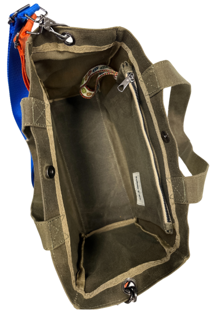 Lemoors Hibiscus Waxed Canvas Tote Bag Khaki