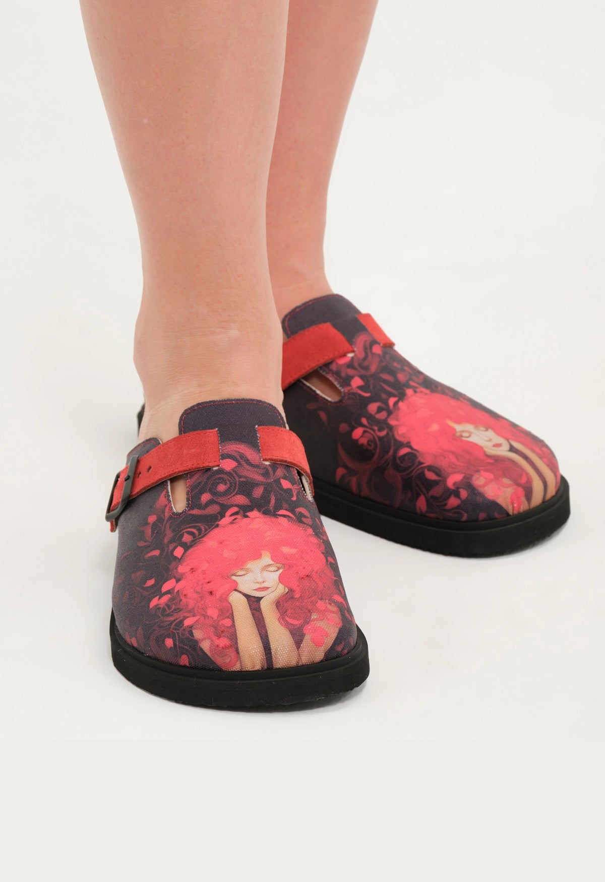 Justine- Natural Cork- Printed Waxed Canvas- Red Antrasit