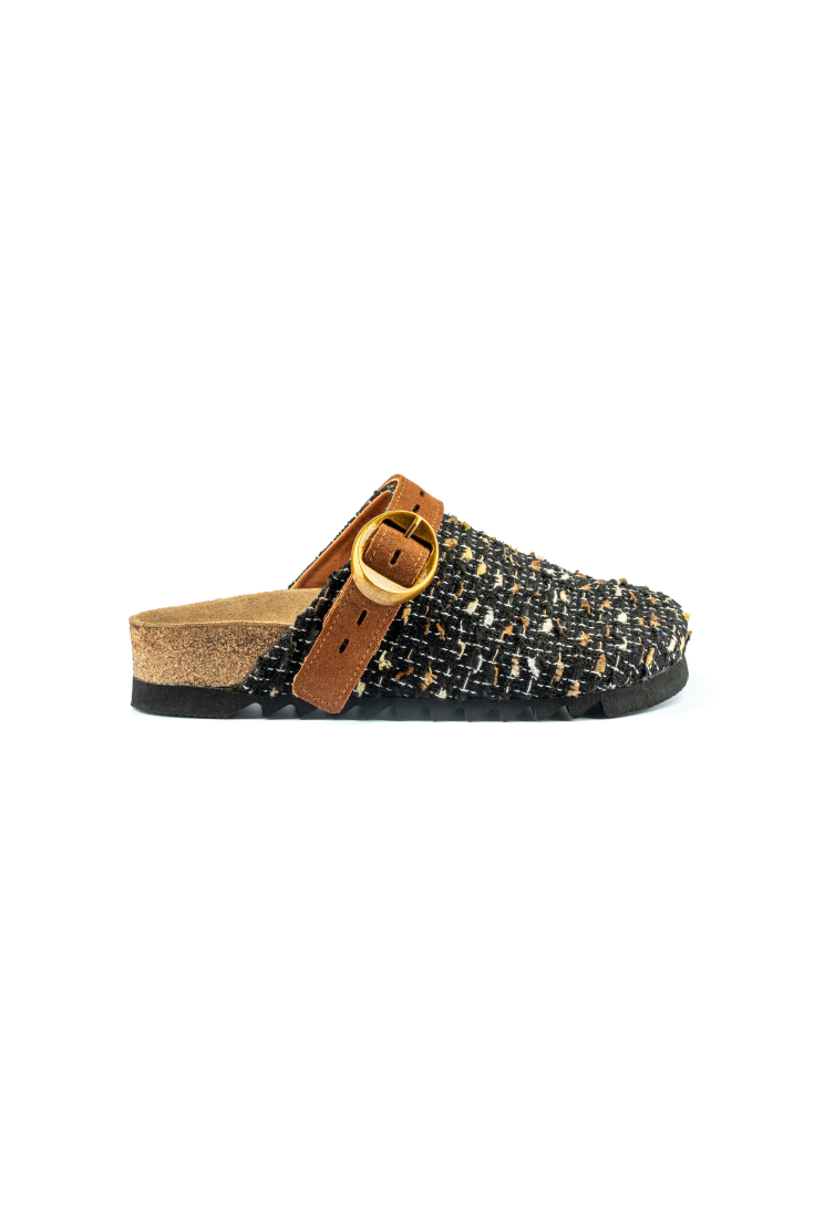 Mary Jane Natural Cork Textile Black