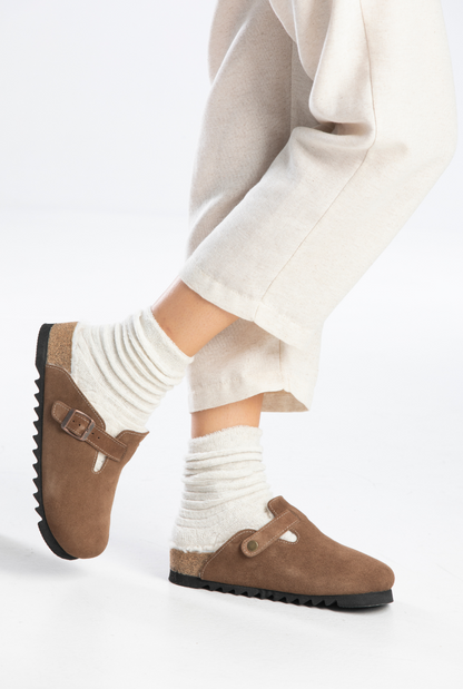 Susana Shearling- Natural Cork- Suede Shearling- Brown