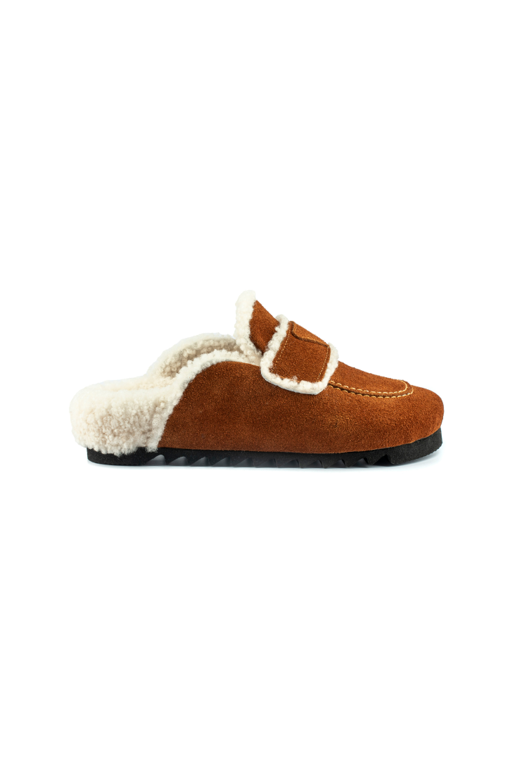 Angel Shearing- Natural Cork/ Suede Shearling- Cinnamon Powder