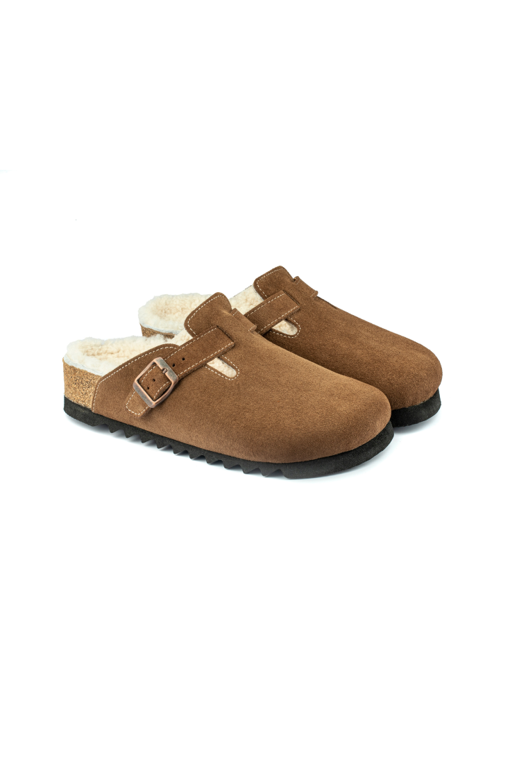 Susana Shearling- Natural Cork- Suede Shearling- Brown