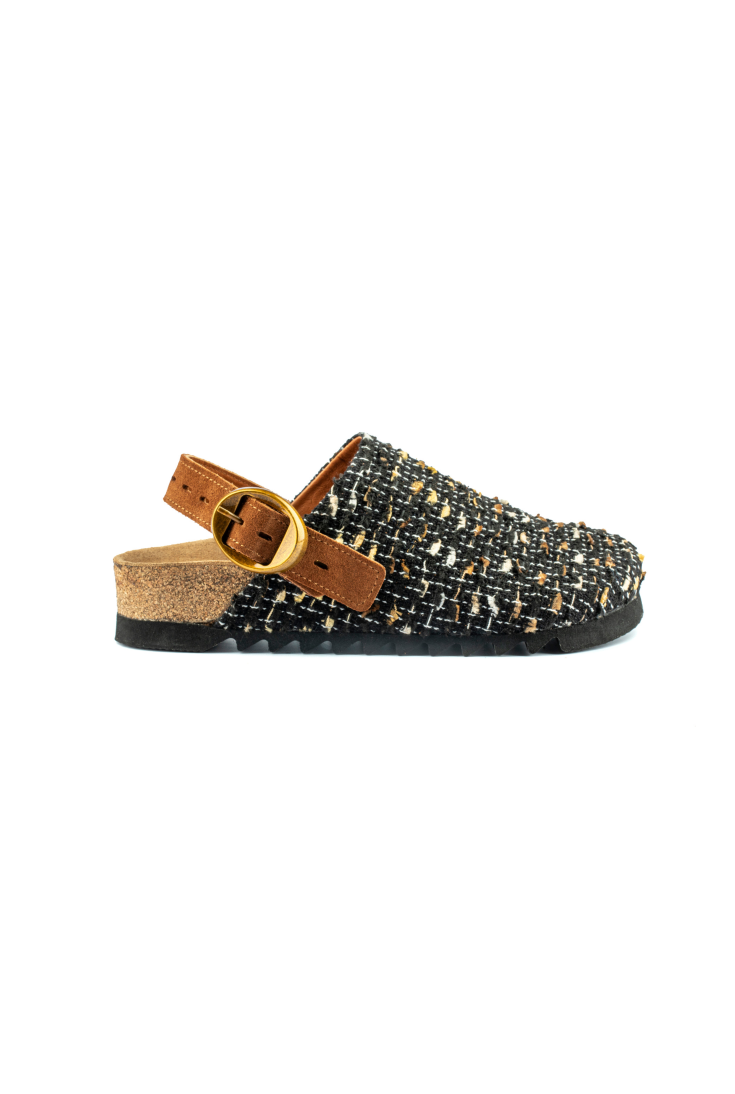 Mary Jane Natural Cork Textile Black