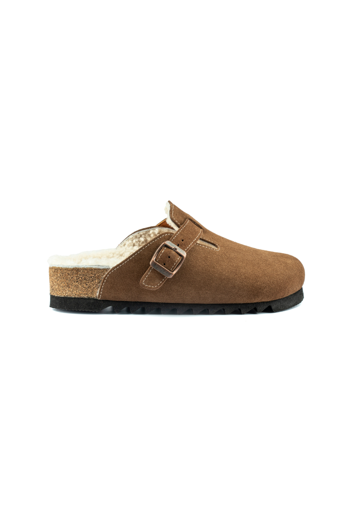 Susana Shearling- Natural Cork- Suede Shearling- Brown