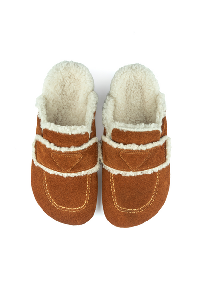 Angel Shearing- Natural Cork/ Suede Shearling- Cinnamon Powder