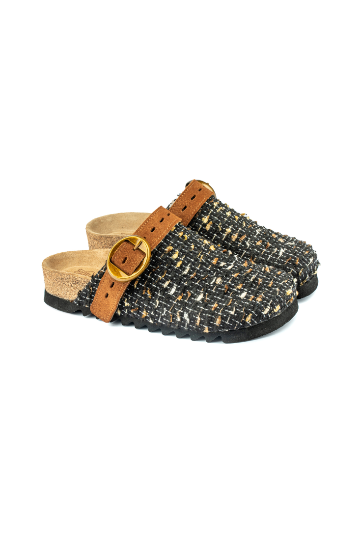 Mary Jane Natural Cork Textile Black