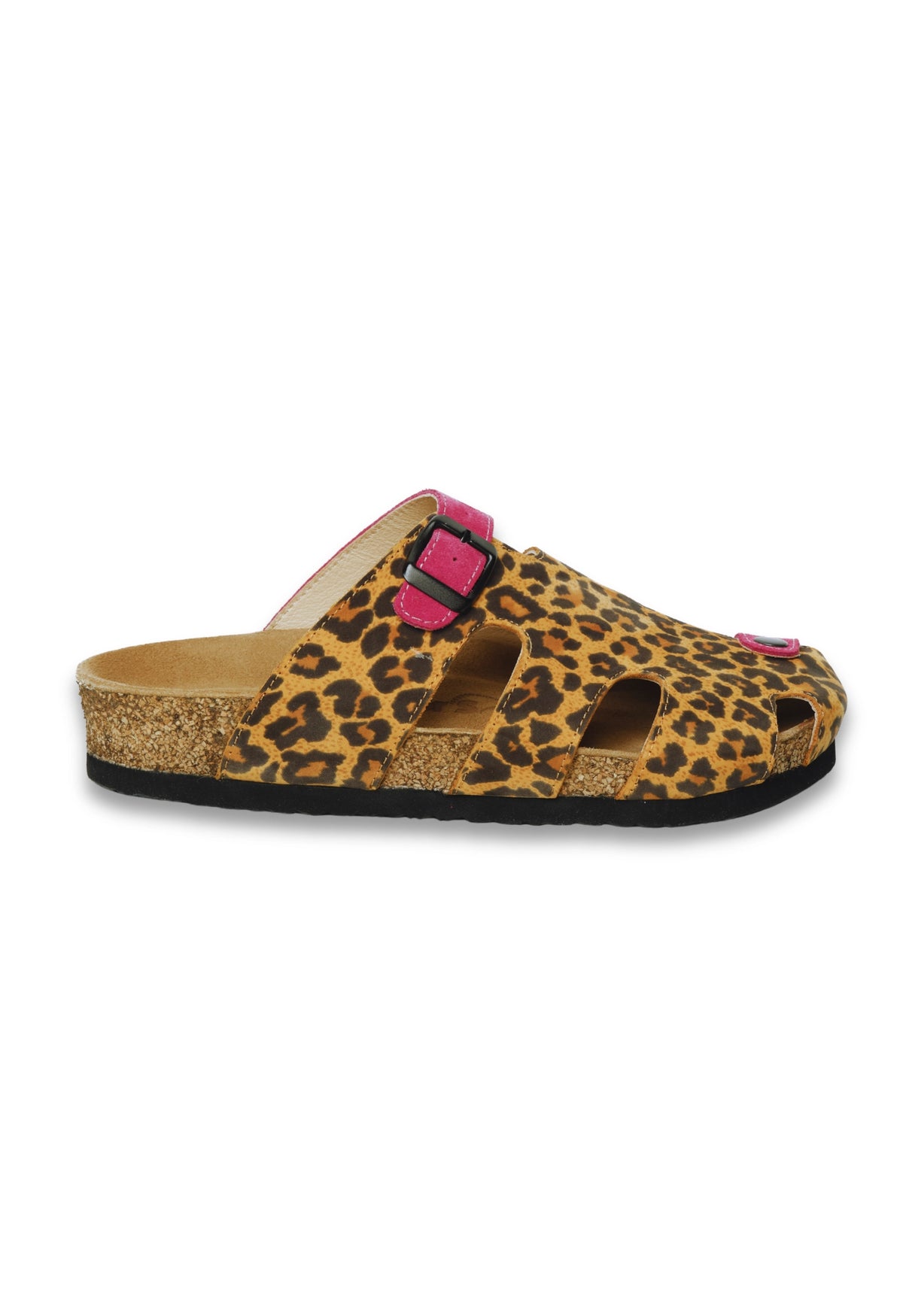 Marta- Natural Cork- Suede Leather- Leopard
