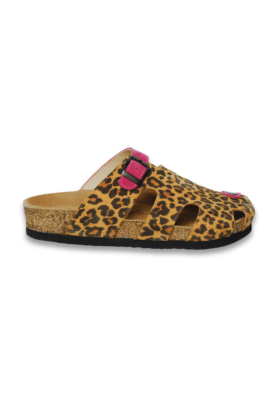 Marta- Natural Cork- Suede Leather- Leopard
