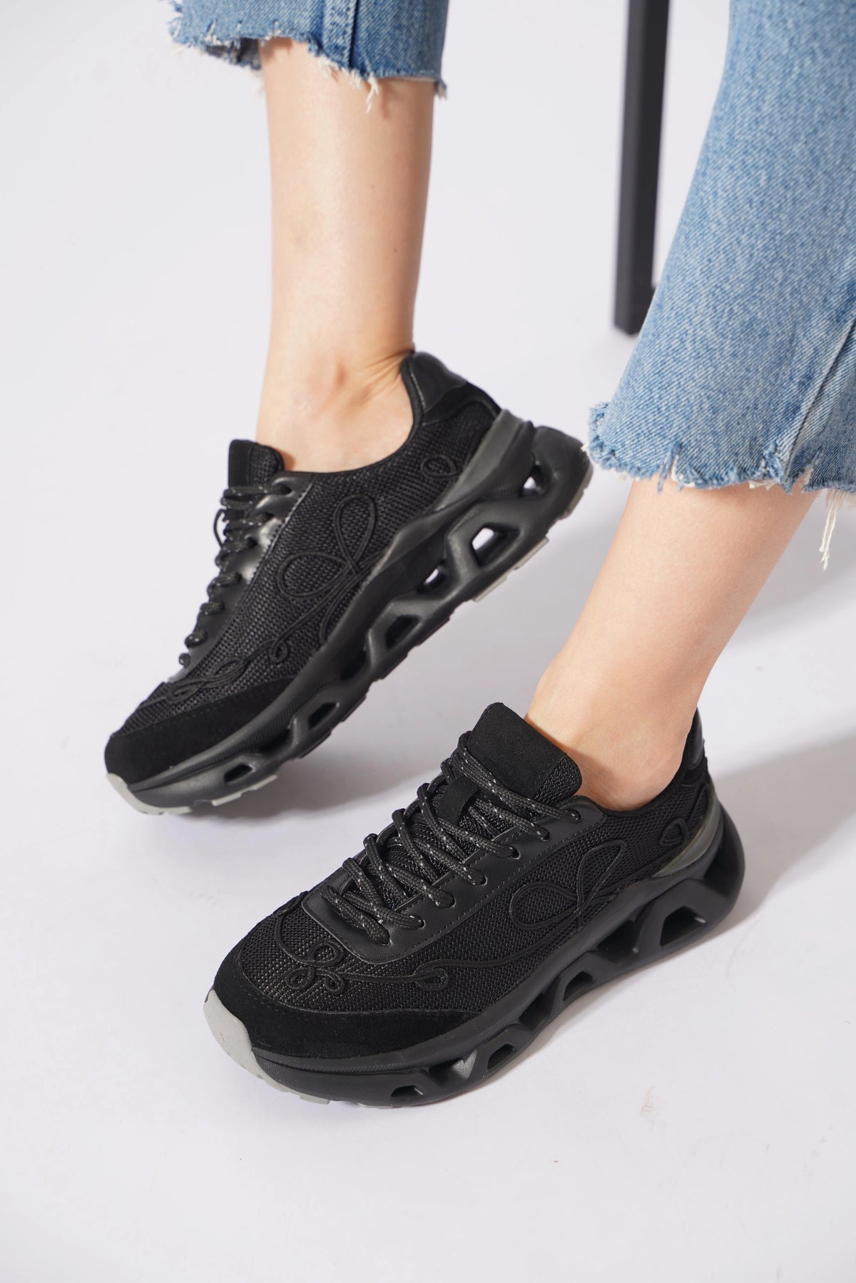 Lemoors Mia Fileli Yüzey Havalı Hafif Yumuşak Tabanlı Sneaker